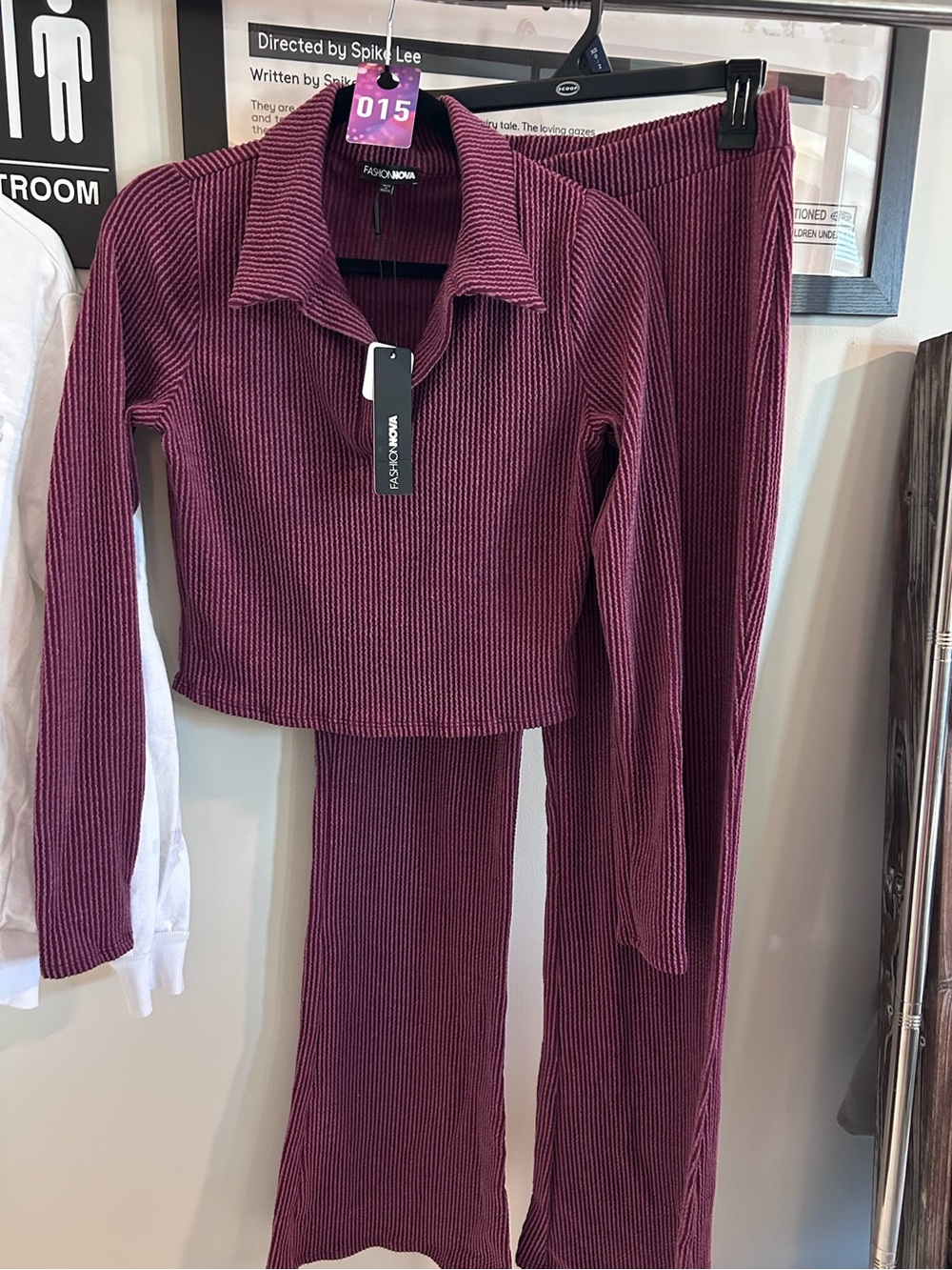 Fashion Nova Ribbed Two-Piece Set - Plum